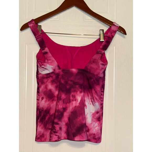 Nike Tie Dye Scoop Neck Tankini Top Pink Prime Size Small - Picture 3 of 13